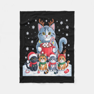 Funny Cat Christmas Shirt Holiday Santa Design  Fleece Blanket