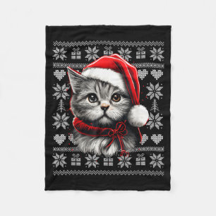 Funny Cat Christmas Shirts Men Women Cats Lover Ug Fleece Blanket