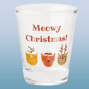 Funny Cat Christmas Shot Glass