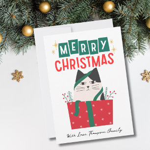 Funny Cat Christmas Tree 2 Photo Meowy Custom  Holiday Card