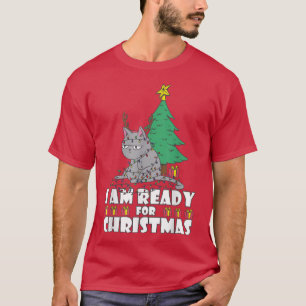Funny Cat Christmas Tree Fairy Lights  T-Shirt