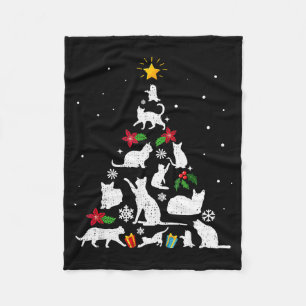 Funny Cat Christmas Tree For Men Women Kids Fleece Blanket