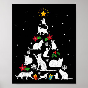 Funny Cat Christmas Tree For Men Women Kids Poster