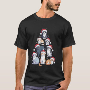 Funny Cat Christmas Tree Holiday Cat Lover for Wom T-Shirt