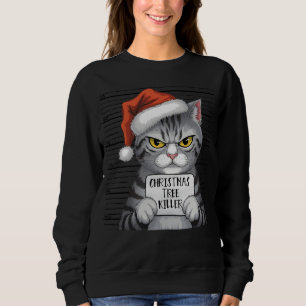 Funny Cat Christmas Tree Killer Women's Sweatshirt