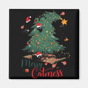 Funny Cat Christmas Tree Merry Catmess Cat Lover K Magnet