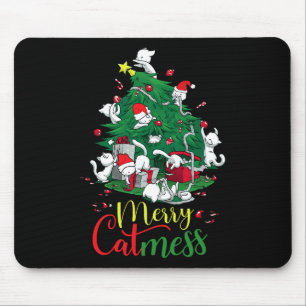Funny Cat Christmas Tree Merry Catmess Cats Lover  Mouse Mat