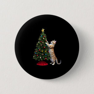 Funny Cat Christmas Tree Xmas Gifts Men Women Kids 6 Cm Round Badge