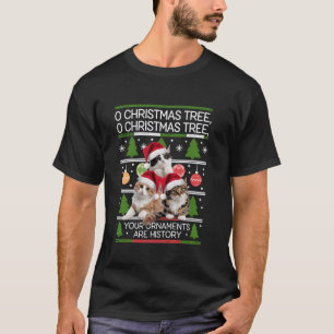 Funny Cat Christmas Tree Your Ornaments Are Histor T-Shirt