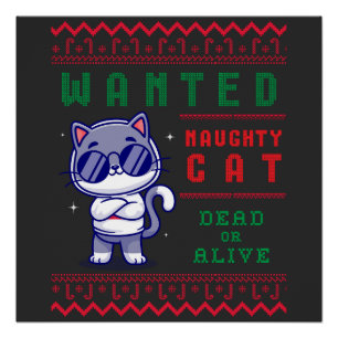 Funny cat Christmas unisex Poster