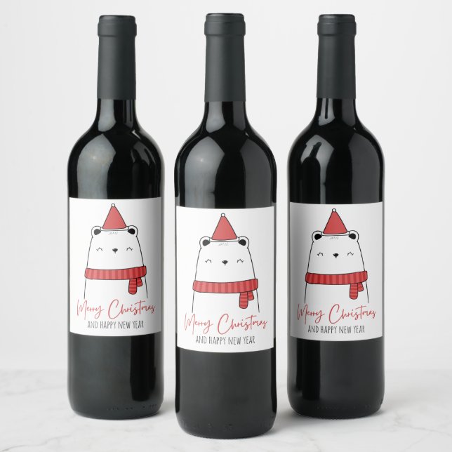 Funny cat christmas  wine label (Bottles)