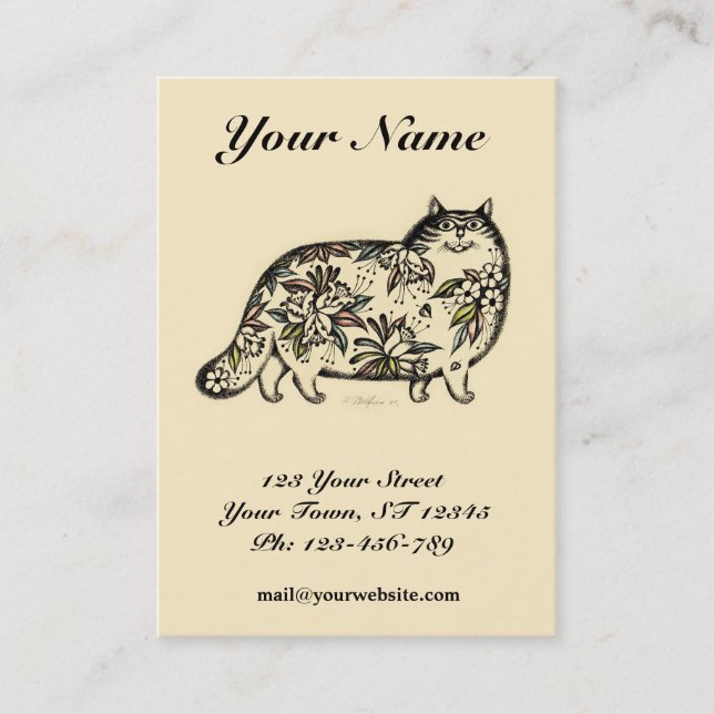 Funny Cat Chubby Business Card (Front)