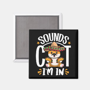 Funny Cat Cinco De Mayo Gift Sombrero Tacos Lover Magnet
