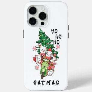 Funny Cat Claus Merry Catmas iPhone 15 Pro Max Case