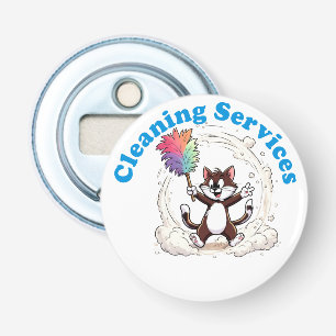 Funny Cat Cleaning with Colourful Feather Brusht Bottle Opener