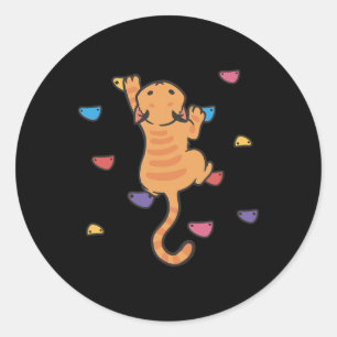 Funny Cat Climber Rock Climbing Cute Bouldering Ki Classic Round Sticker