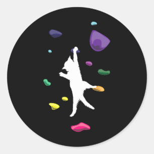 Funny Cat Climber Rock Climbing Gift For Men Women Classic Round Sticker