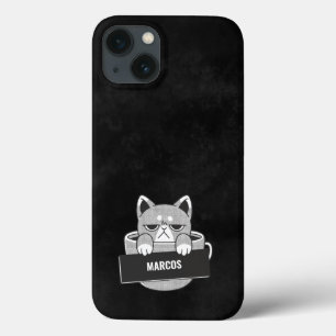 Funny Cat coffee design custom name Case-Mate iPho iPhone 13 Case