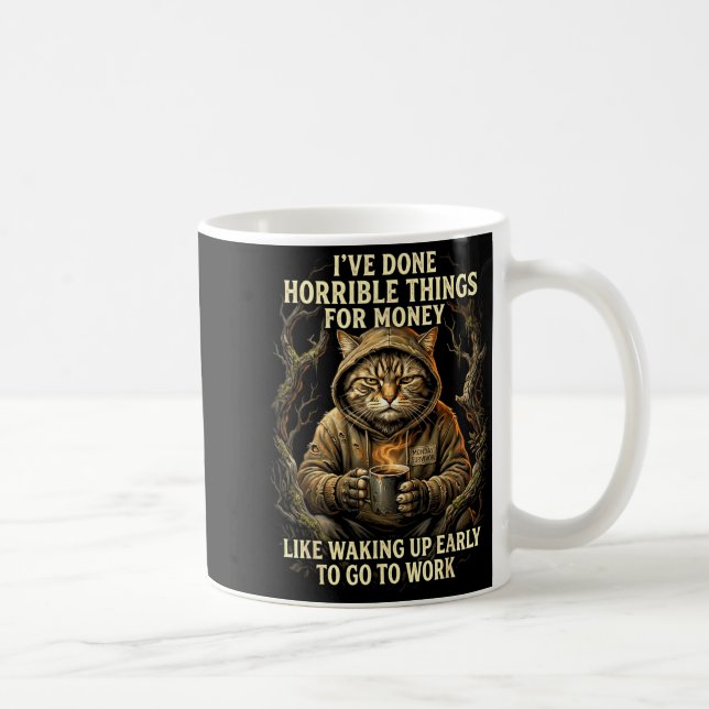 Funny Cat Coffee Morning Waking Up Early Mug (Right)