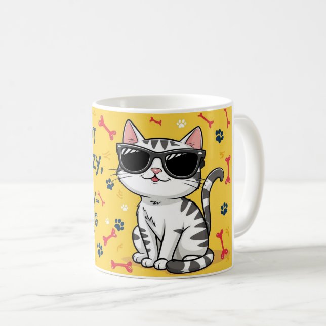 Funny Cat coffee tea ceramic cup Cartoon cat  (Front Right)