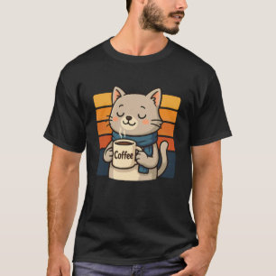 Funny Cat Coffee Vintage T-Shirt