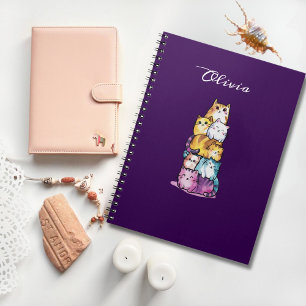 Funny Cat Colorful Watercolor Animal Custom Notebook