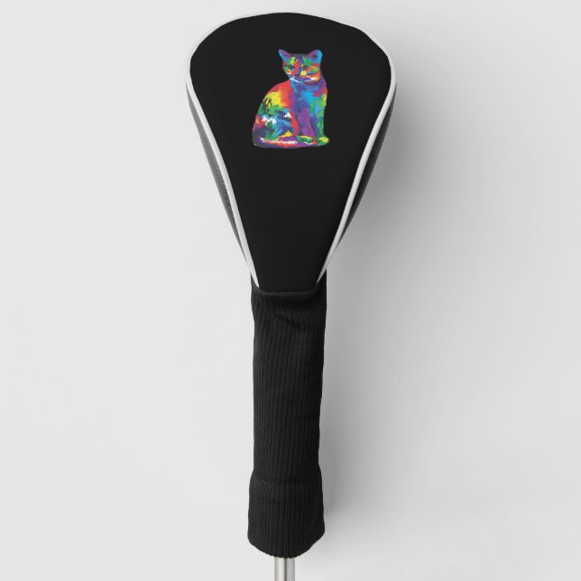 Funny Cat colours Golf Head Cover (Front)