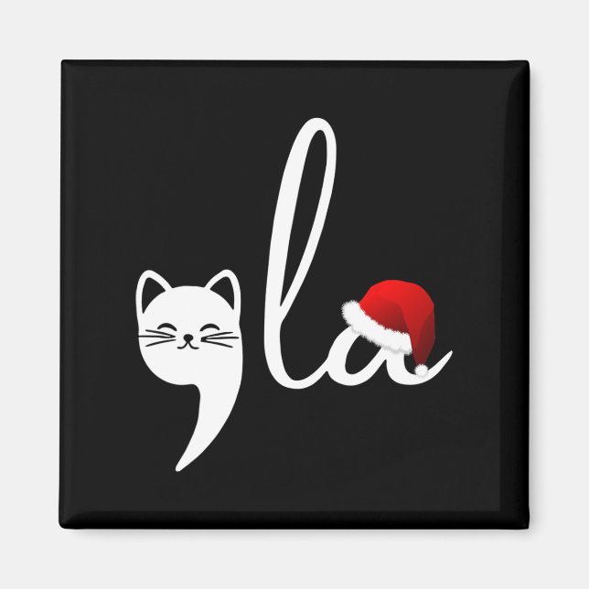 Funny Cat Comma La Kamala Harris Christmas Santa H Magnet (Front)