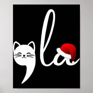 Funny Cat Comma La Kamala Harris Christmas Santa H Poster