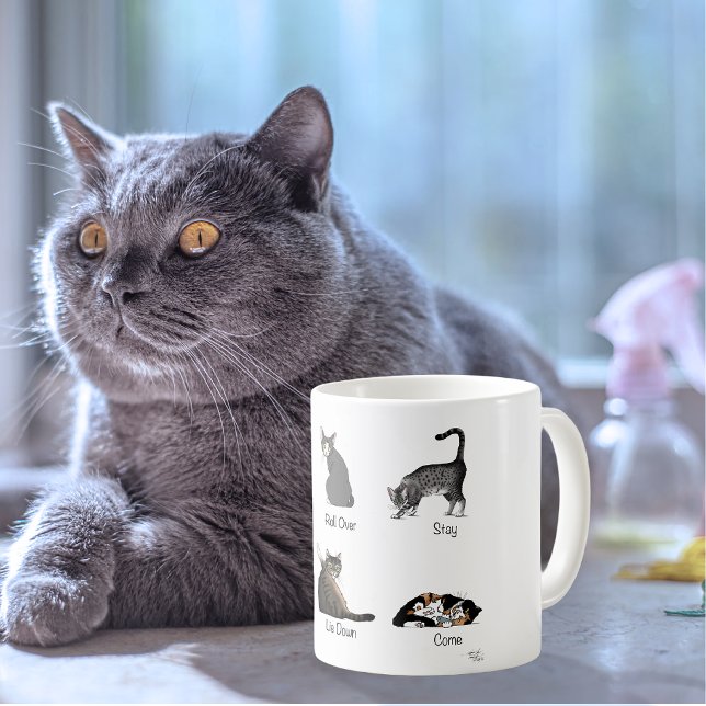 Funny Cat Commands Illustrated Training Chart Coffee Mug (Creator Uploaded)