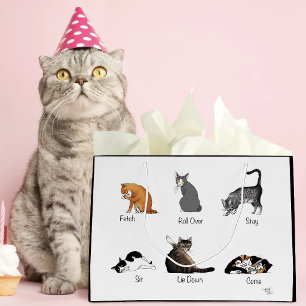 Funny Cat Commands Illustrated Training Chart Large Gift Bag