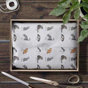 Funny Cat Commands Illustrated Training Chart Tissue Paper