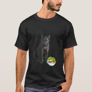 Funny Cat Confused Eating Salad Seriously T-Shirt