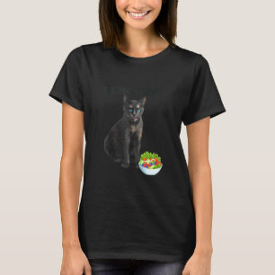 Funny Cat Confused Eating Salad Seriously T-Shirt