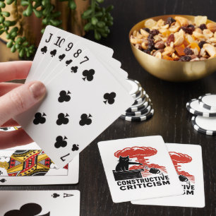 Funny Cat Constructive Criticism Linocut Meme Playing Cards