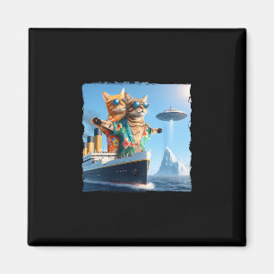 Funny Cat Couple Selfie With Alien Trip Vacation C Magnet