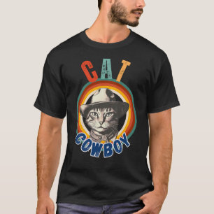 Funny Cat Cowboy Retro T-Shirt