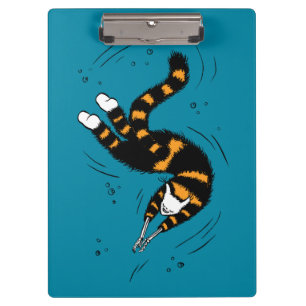 Funny Cat Creature Skeleton Hands Swimming Dark Clipboard