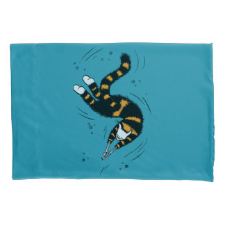 Funny Cat Creature Skeleton Hands Swimming Dark Pillowcase