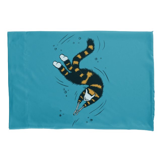 Funny Cat Creature Skeleton Hands Swimming Dark Pillowcase (Front)