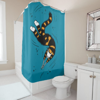 Funny Cat Creature Skeleton Hands Swimming Dark Shower Curtain