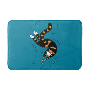 Funny Cat Creature Skeleton Hands Swimming Gothic Bath Mat