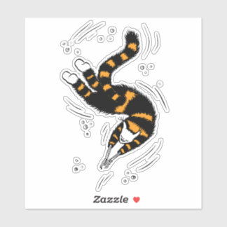 Funny Cat Creature With Skeleton Hands Swimming