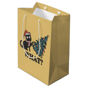 Funny Cat Creme Christmas Medium Gift Bag