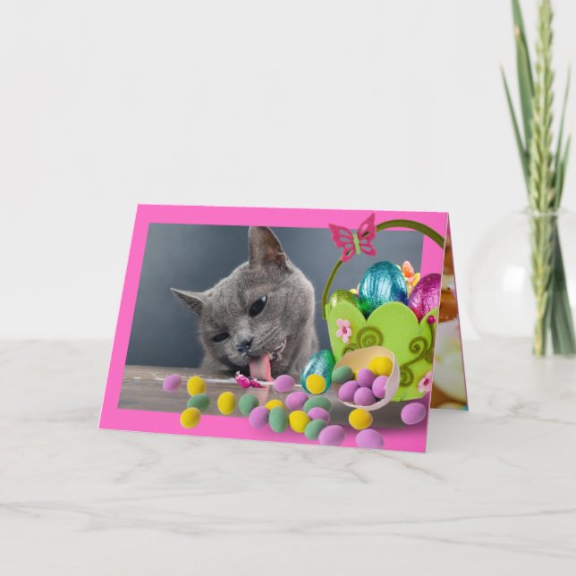 Funny Cat Custom Easter Card (Front)