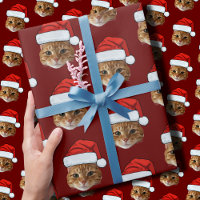 Funny Cat Custom Face Photo Santa Hat Christmas
