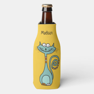 Funny Cat custom name & colour bottle cooler