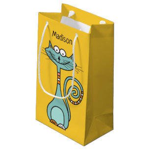 Funny Cat custom name & colour gift bags