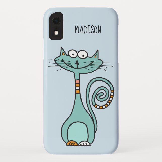 Funny Cat custom name & colour phone cases (Back)