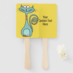 Funny Cat custom text hand fan set
